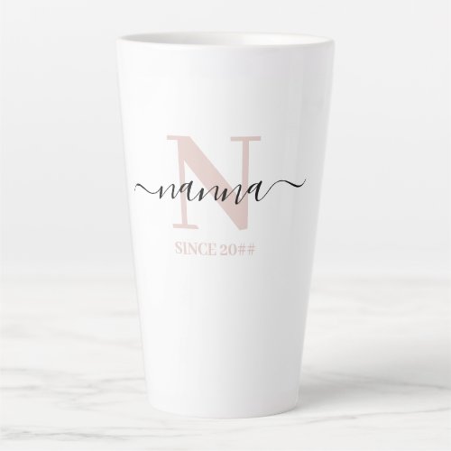 Nanna Elegant Script Monogram Blush Pink Latte Mug