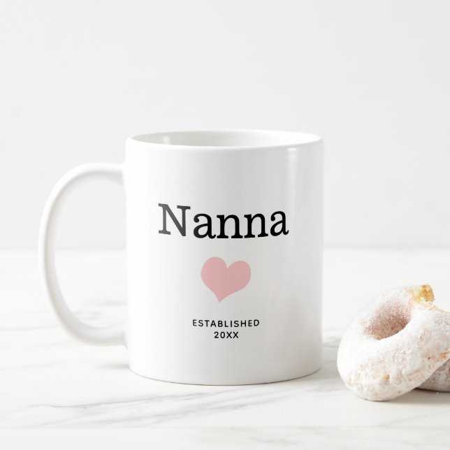 Nanna, Pink Heart, Single Photo Custom Coffee Mug (With Donut)