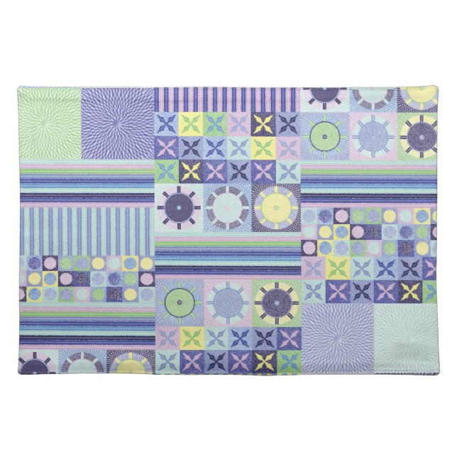 Nanna's Pretty Faux Knit Crochet Blanket Pattern Cloth Placemat (Front)