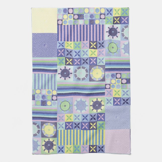 Nanna's Pretty Faux Knit Crochet Blanket Pattern Kitchen Towel (Vertical)