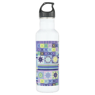 Nanna's Pretty Faux Knit Crochet Blanket Pattern Stainless Steel Water Bottle