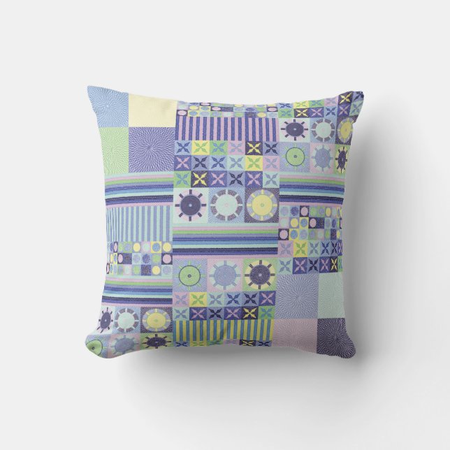 Nanna's Pretty Faux Knit Crochet Blanket Pattern Throw Pillow (Front)