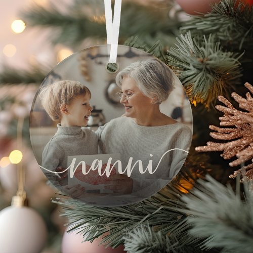 Nanni Grandma Script Overlay Glass Ornament