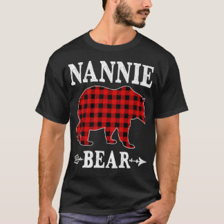 Nannie Bear Christmas Pajama Red Plaid Buffalo Fam T-Shirt