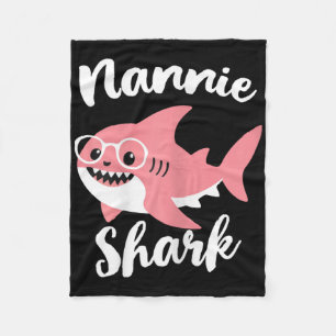 Nannie Shark Mother's Day Grandma Funny  Fleece Blanket