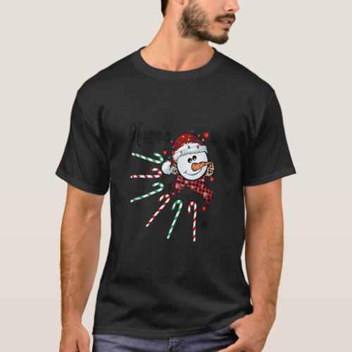 Nannie Snowman Candy Cane Christmas Xmas Funny Tan T_Shirt