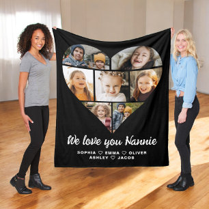 Nannie We love you 7 photo collage Fleece Blanket