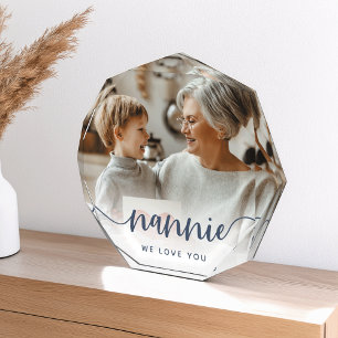 Nannie We Love You   Grandma Script Overlay Photo Block
