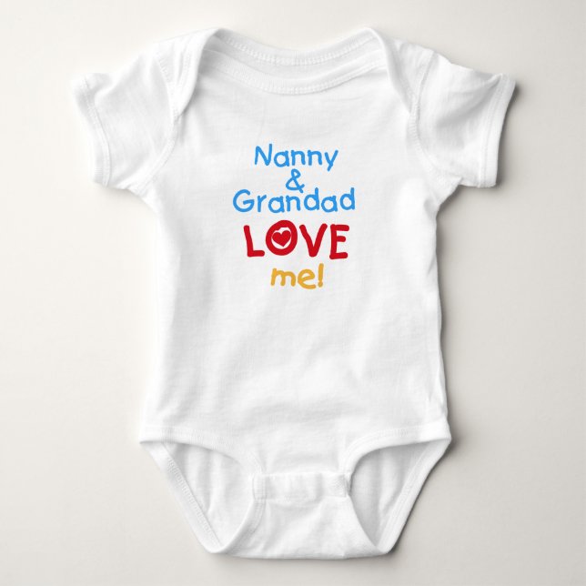 Nanny and Grandad Love Me Baby T-Shirt Baby Bodysuit (Front)