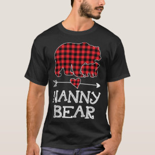 Nanny Bear Christmas Xmas Pajama Red Plaid Buffalo T-Shirt