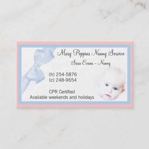 Customizable Nanny Business Card