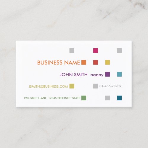 Nanny Business Card Bright Squares