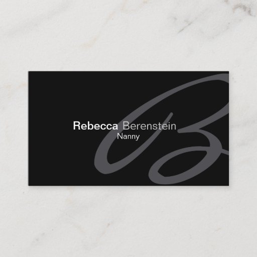 Customizable Nanny Business Card Fancy Monogram