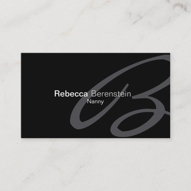 Nanny Business Card Fancy Monogram (Front)