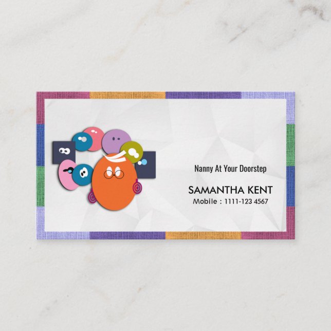 Nanny Colorful Curious Children Business Card (Front)