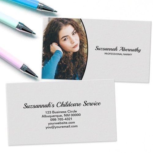 Nanny Custom Oval Professional Photograph Business Card