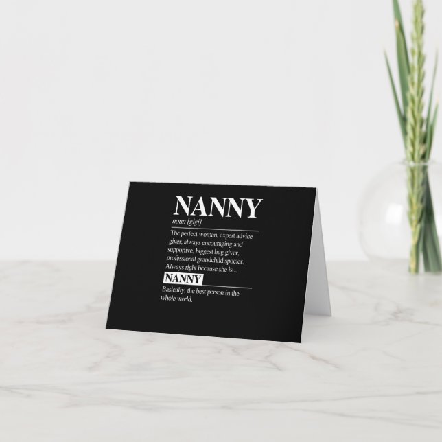 Nanny Definition Grandma Mother Day Gifts Women Card (Front)