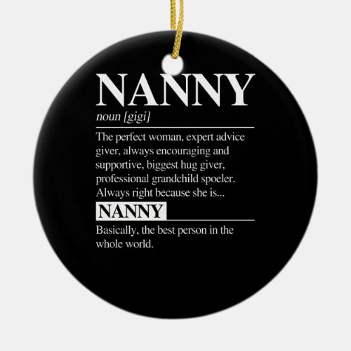 Nanny Definition Grandma Mother Day Gifts Women Ceramic Ornament