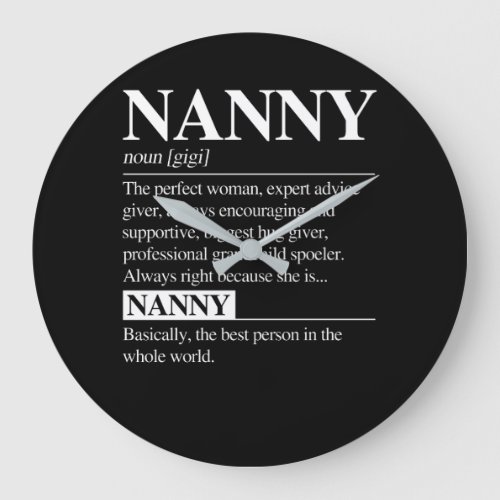Nanny Definition Grandma Mother Day Gifts Women Large Clock