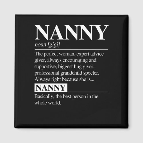 Nanny Definition Grandma Mother Day Gifts Women Magnet