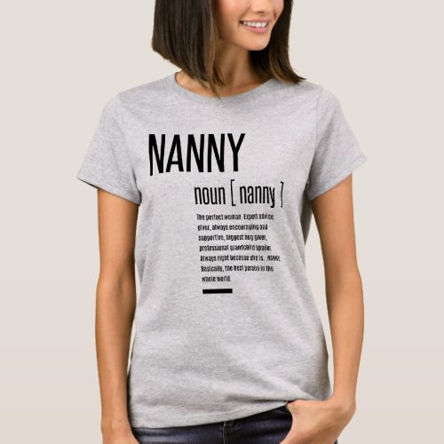 Nanny Definition Grandma Mothers Day Gifts Women T_Shirt