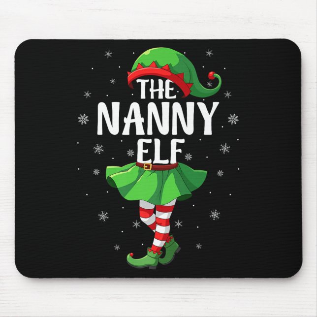 Nanny Elf Christmas Girls Women Elf Squad Xmas Fam Mouse Pad (Front)