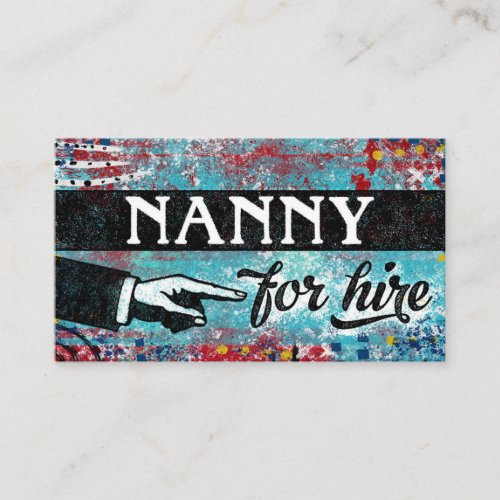 Nanny For Hire Business Cards _ Blue Red
