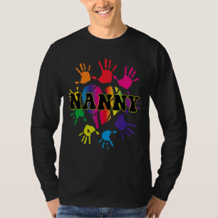 Nanny Heart Hand Print Kids Handprint Grandma Moth T-Shirt