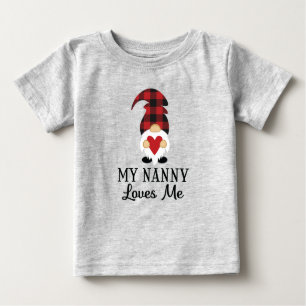 Nanny Loves Me Buffalo Plaid Gnome Baby T-Shirt