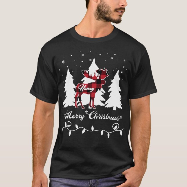 Nanny Moose Buffalo Red Plaid Christmas Matching F T-Shirt (Front)