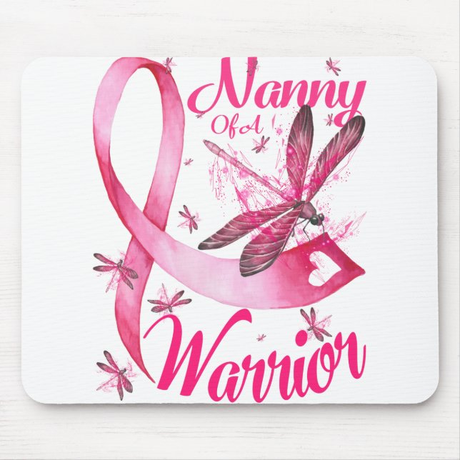 Nanny Of A Warrior Dragonfly Breast Cancer Mouse Pad (Front)