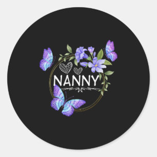 Nanny Shirt For Women With Butterflies Mother's Da Classic Round Sticker