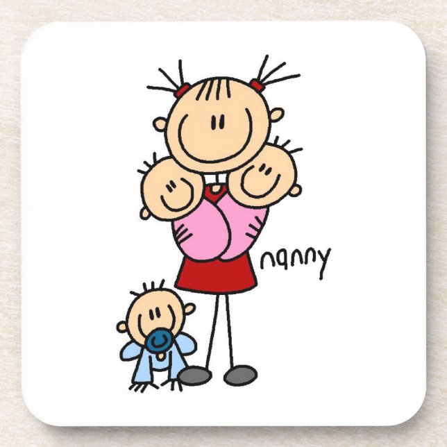 Nanny Stick Figure Beverage Coaster (Front)