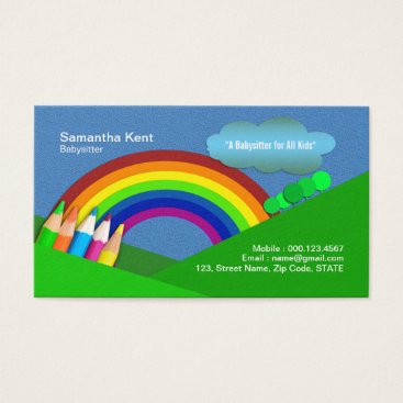 Nanny Super Colorful Pencil Rainbow Business Card Nanny Super Colorful Pencil Rainbow Business Card