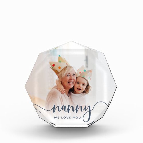 Nanny We Love You  Grandma Script Overlay Photo Block