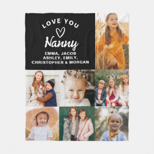 Nanny We Love you Hearts Modern Photo Collage Fleece Blanket