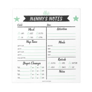 Nanny's Notes Babysitter Notes Daycare Sheets