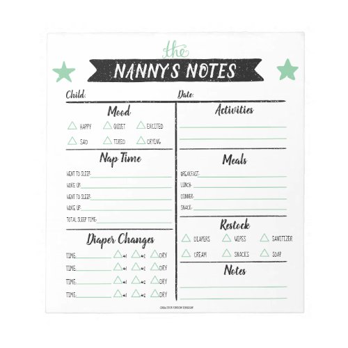 Nannys Notes Babysitter Notes Daycare Sheets