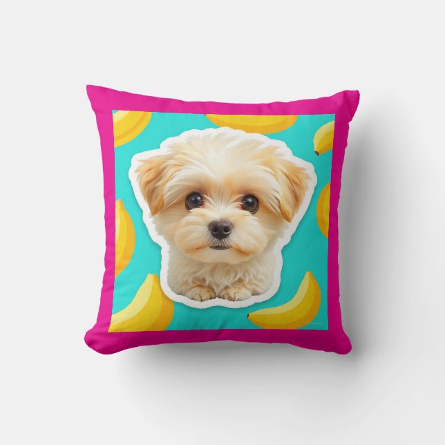 Nano banana pup pop on throw pillow (Front)