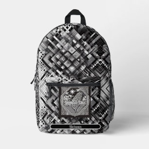 Nanometer Plaid Geometric Country Taiwan Monogram Printed Backpack