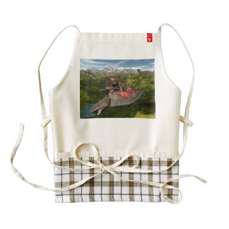 Nanotyrannus eating dead triceratops zazzle HEART apron
