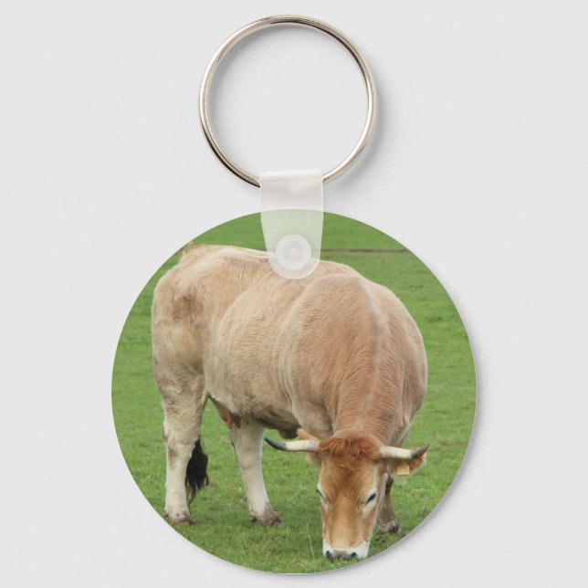 Nantaise cow in a field keychain (Front)