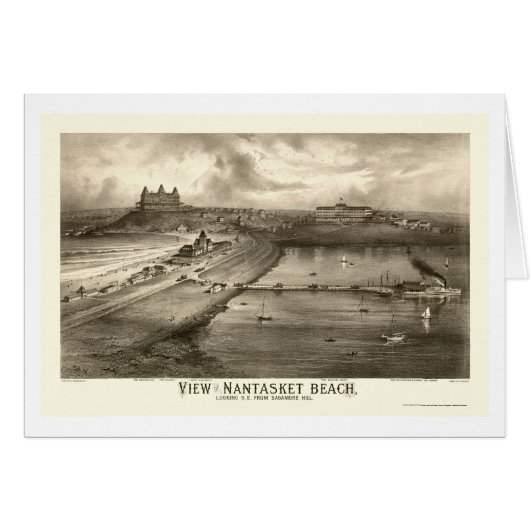 Nantasket Beach, MA Panoramic Map - 1879 Cards (Front Horizontal)
