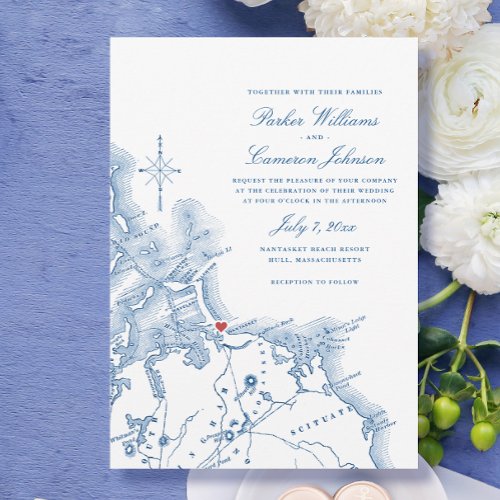 Nantasket Beach Resort Map Elegant Navy Wedding Invitation