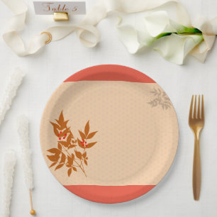 Nanten and hemp leaf pattern celebratory paper pla plates