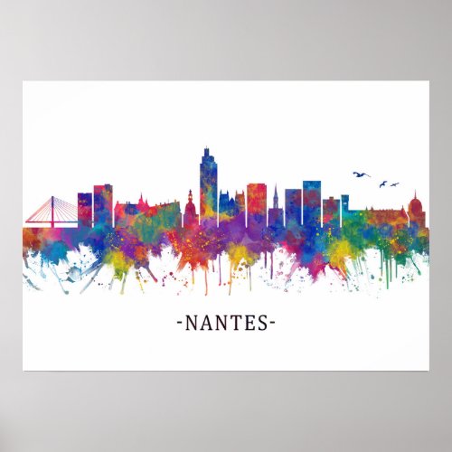 Nantes France Skyline Poster