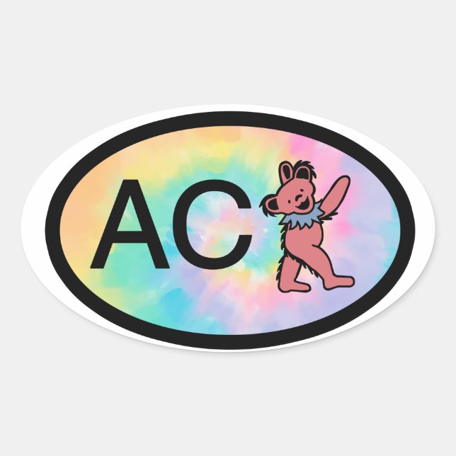 Nantucket ACK Dancing Bear Oval Sticker (Front)