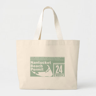 Nantucket Beach Permit 2024 green Large Tote Bag