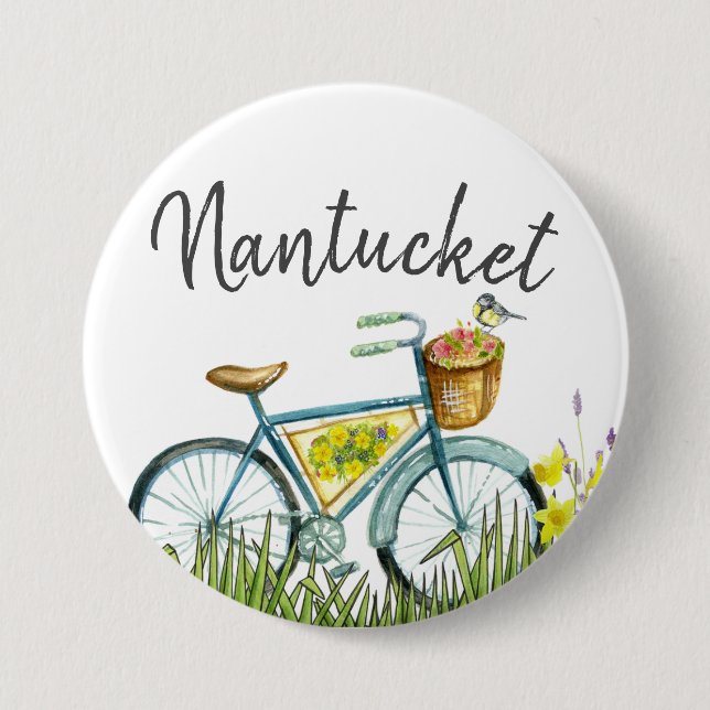 Nantucket bicycle with flower basket button (Front)