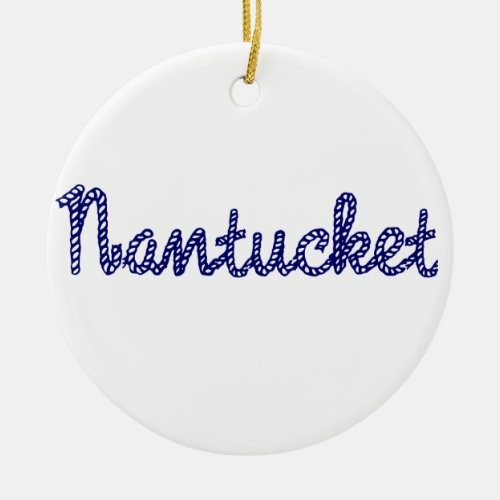 Nantucket Blue Ceramic Ornament